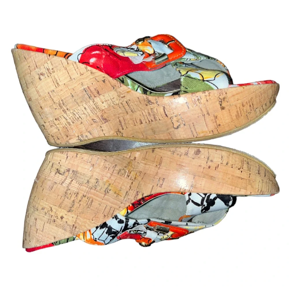 Stuart Weitzman Floral Cork Wedge Mules (6.5) - Picture 4 of 6